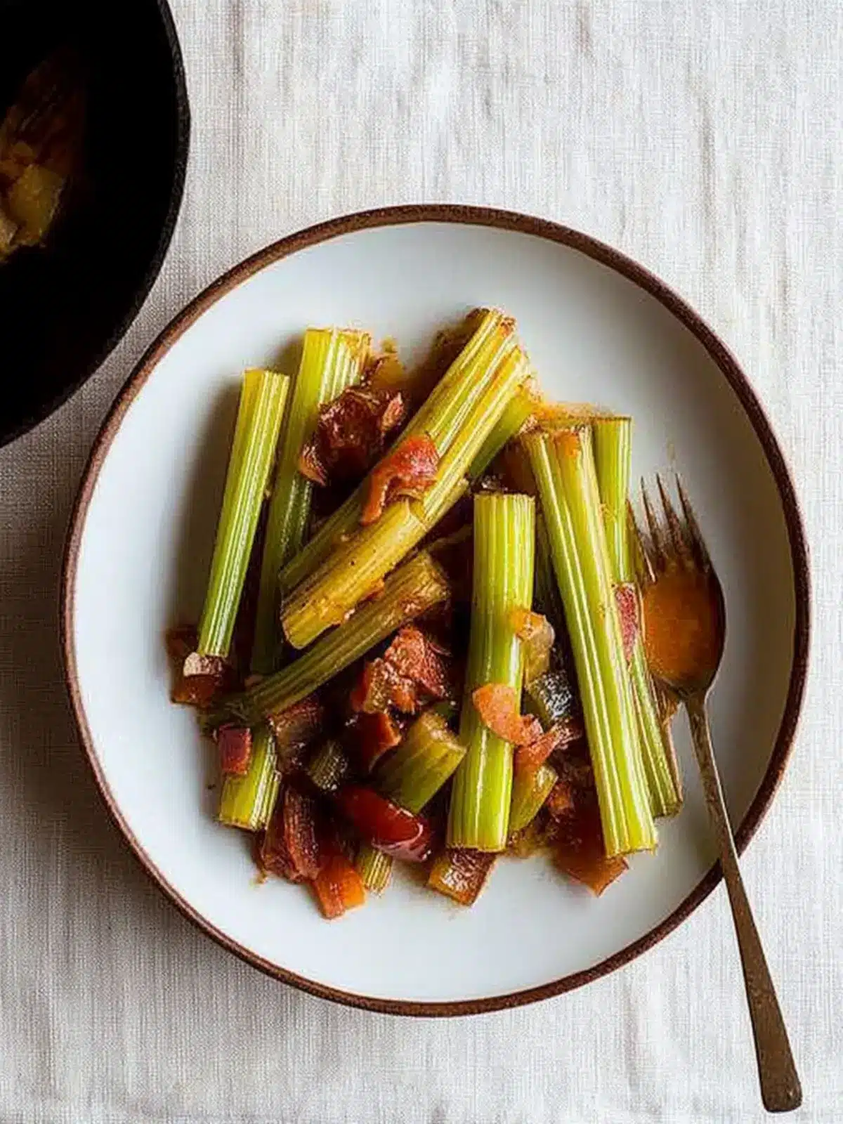 Savory Braised Celery with Pancetta and Tomatoes Delight 3 Braised Celery with Onion, Pancetta, and Tomatoes