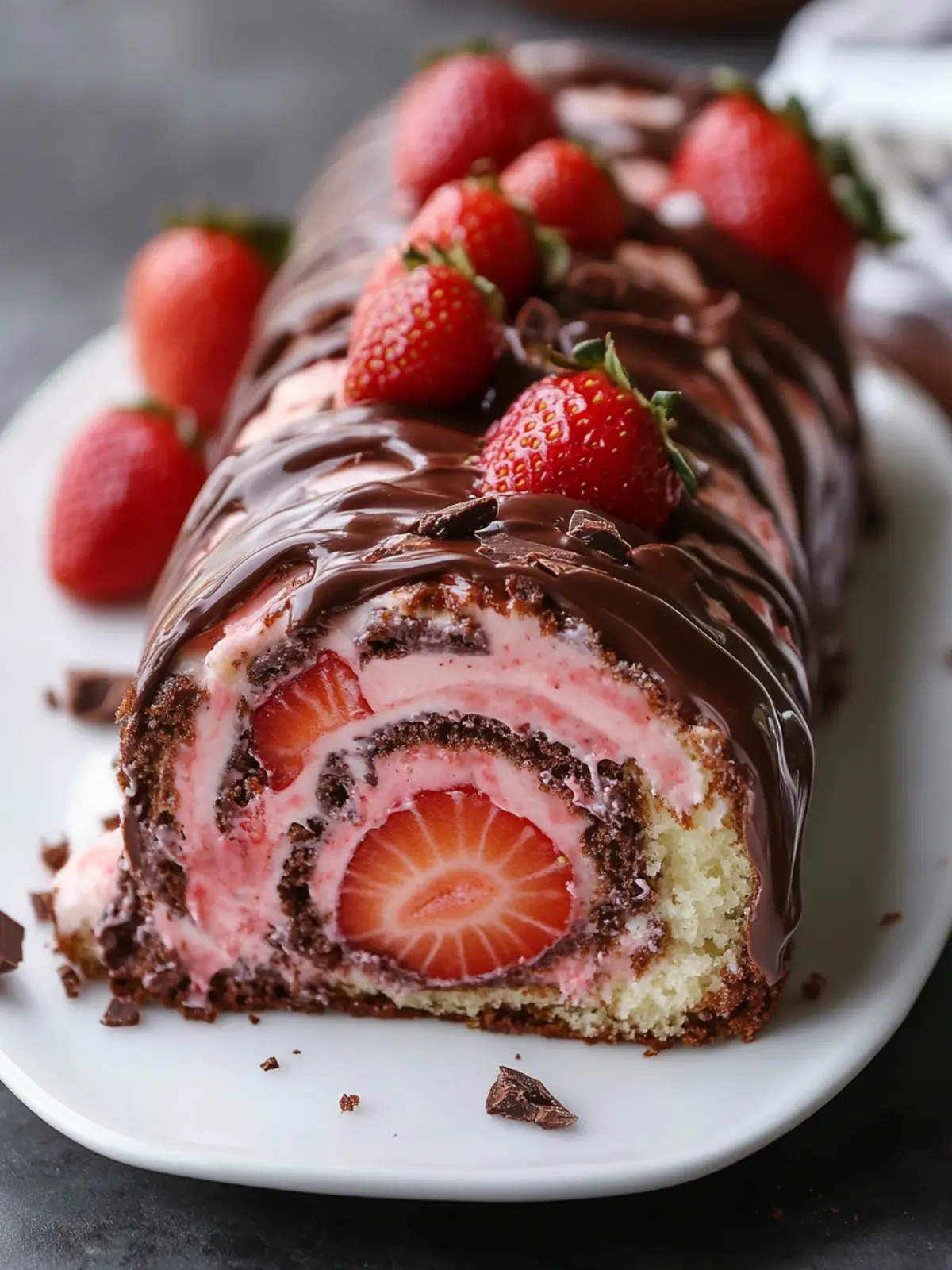 Indulge in this Chocolate-Covered Strawberry Swiss Roll Cake Recipe 2 Chocolate-Covered Strawberry Swiss Roll Cake Recipe
