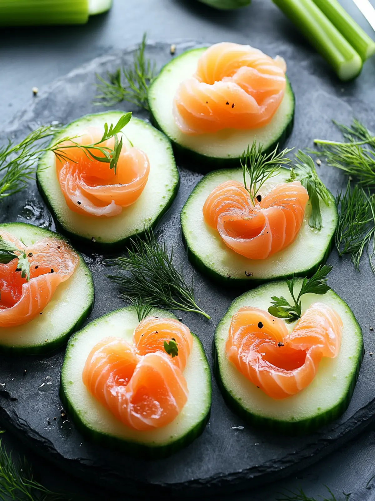 Cucumber Slices with Smoked Salmon Hearts for Perfect Appetizers 3 Cucumber Slices with Smoked Salmon Hearts