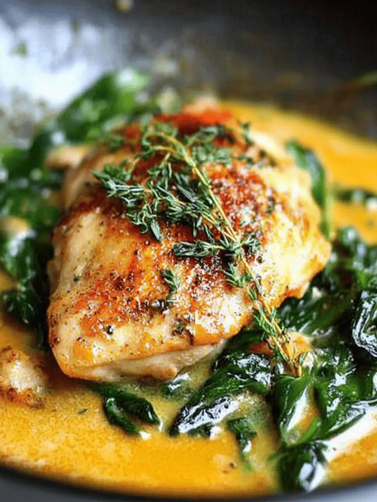 Savor Paprika Chicken & Spinach in White Wine Butter Thyme Sauce 2 Paprika Chicken & Spinach with White Wine Butter Thyme Sauce