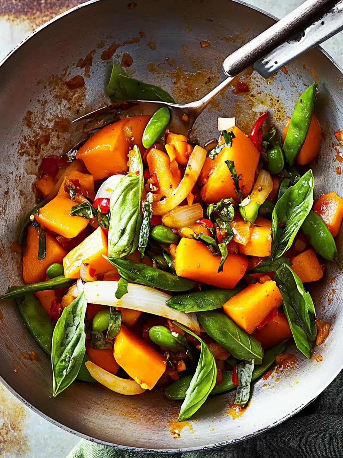 Savor the Spice: Chilli Basil Stir-Fried Pumpkin Delight 2 Chilli basil stir-fried pumpkin