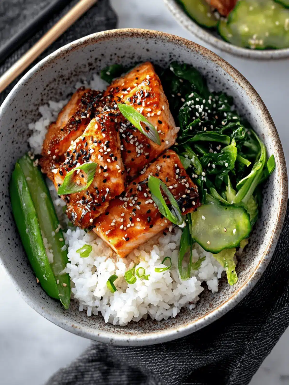 Savory Teriyaki Salmon Bowls with Ginger Sesame Greens & Coconut Rice 2 Teriyaki Salmon Bowls with Ginger Sesame Greens & Coconut Rice