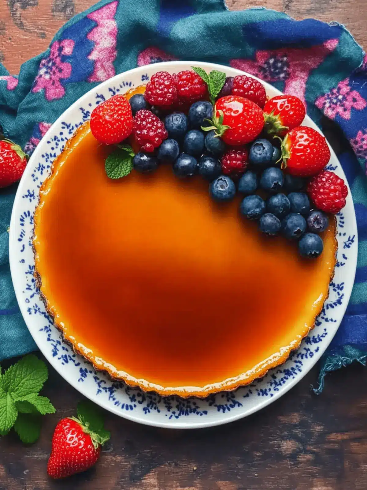 Classic Flan Topped with Fresh Berries for Sweet Perfection 3 Classic Flan Topped with Fresh Berries
