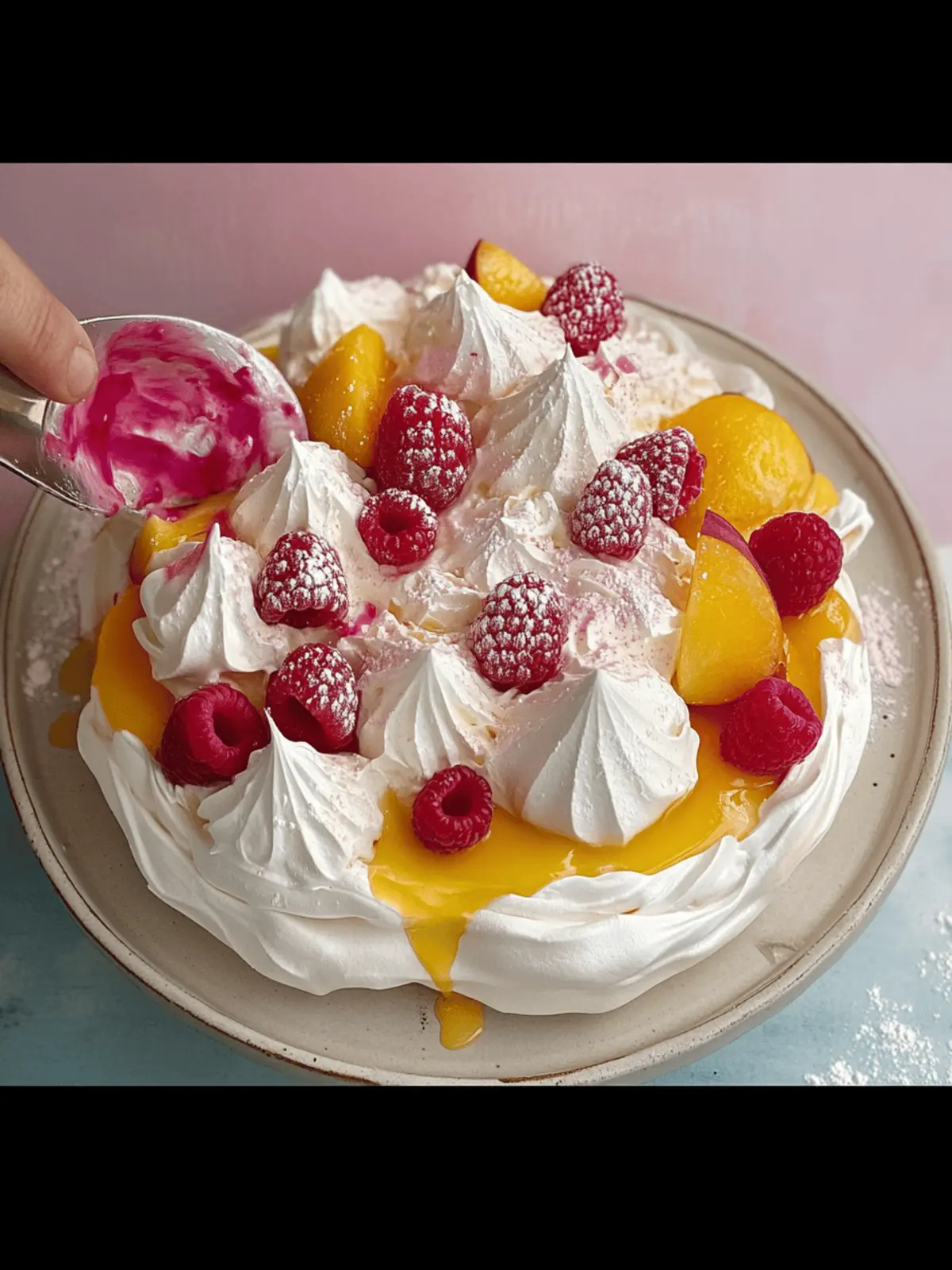 Easy Raspberry Peach and Rose Pavlova for a Stunning Summer Treat 2 Easy raspberry, peach and rose pavlova