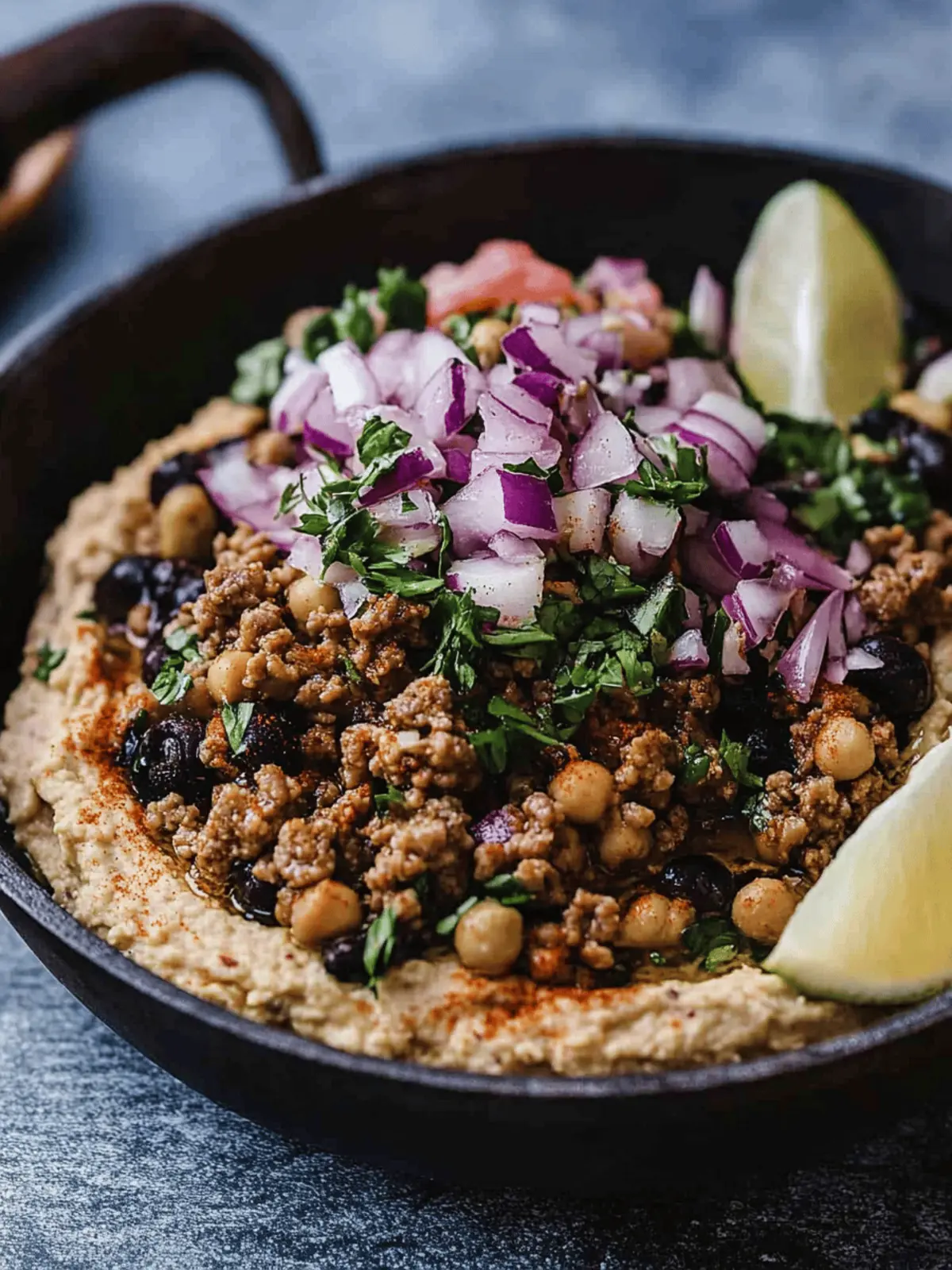 Savory Hummus with Spiced Ground Lamb: A Middle Eastern Delight 2 Hummus with Spiced Ground Lamb