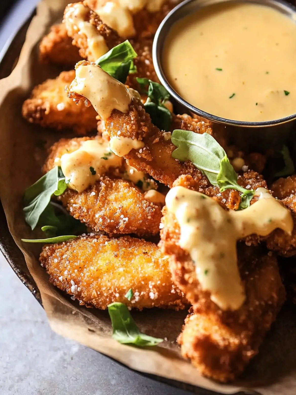 Pretzel Chicken Fingers with Honey Mustard Cheese Sauce Bliss 4 Pretzel Chicken Fingers with Honey Mustard Cheese Sauce