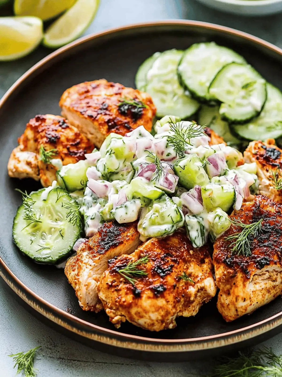 Zesty Spicy Mediterranean Chicken with Creamy Cucumber Salad 3 Spicy Mediterranean Chicken with Creamy Cucumber Salad