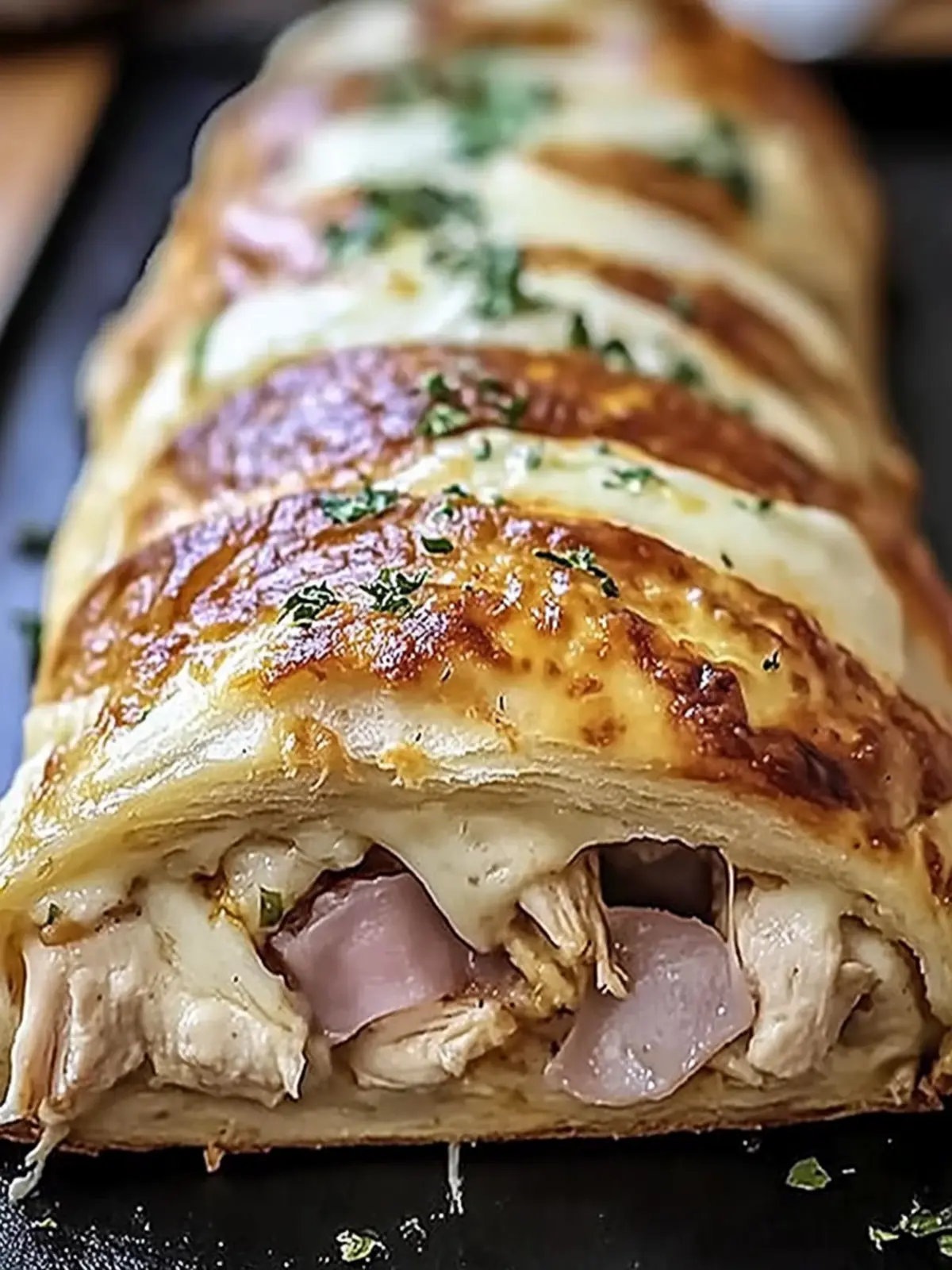 Savor the Crunch: Chicken Cordon Bleu Stromboli Delight 4 Chicken Cordon Bleu Stromboli