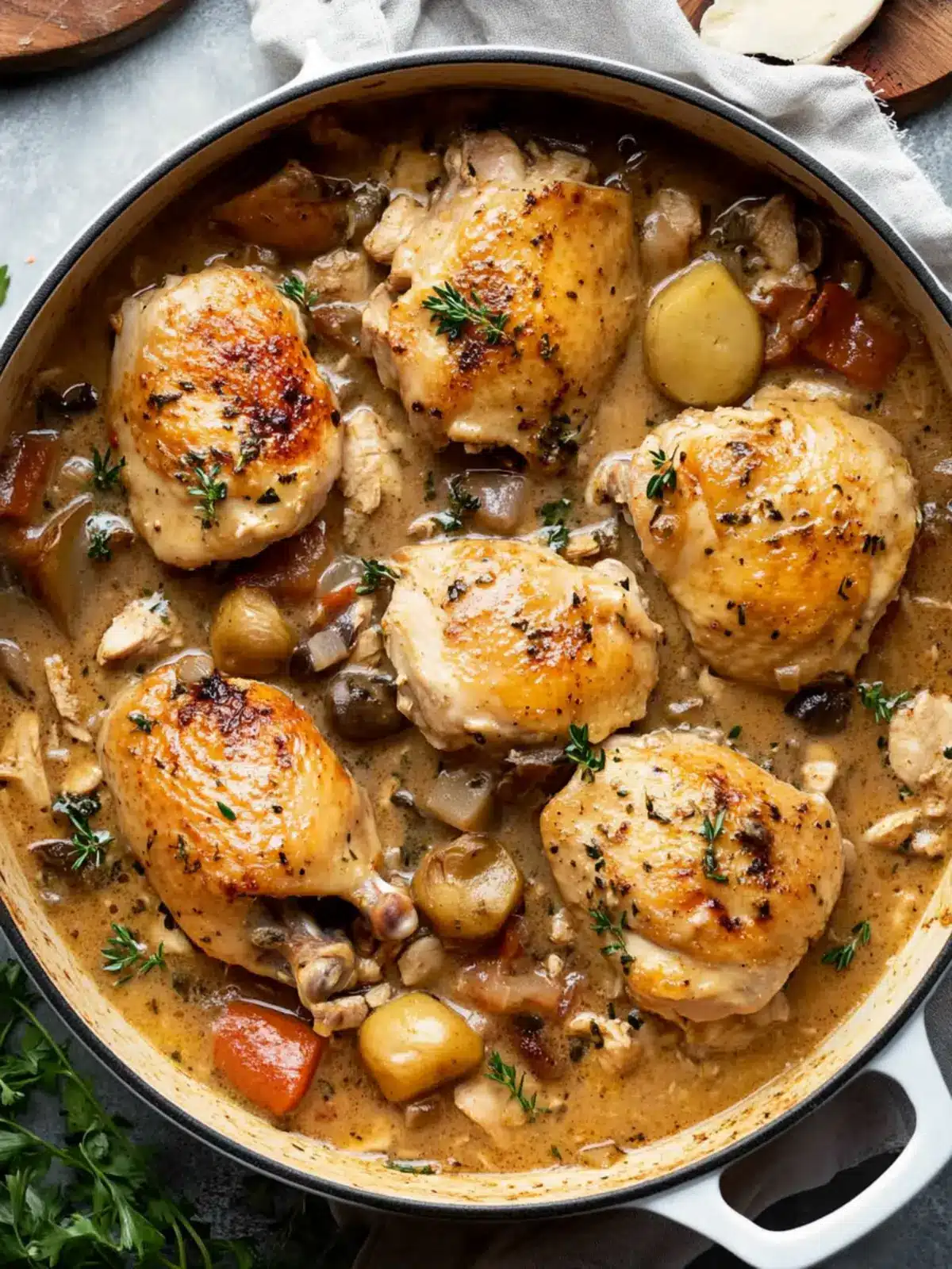Savory Chicken Fricass e: Quick French Chicken Stew Delight 4 Chicken Fricass e (quick French chicken stew)