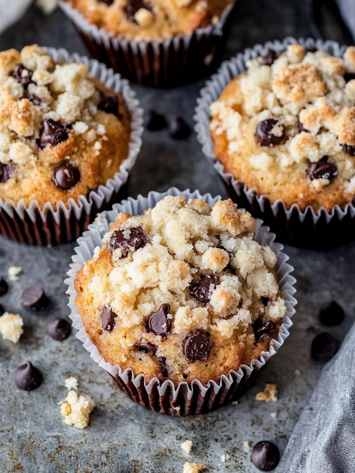 Irresistible Chocolate Chip Crumble Muffins You'll Love 3 Chocolate Chip Crumble Muffins