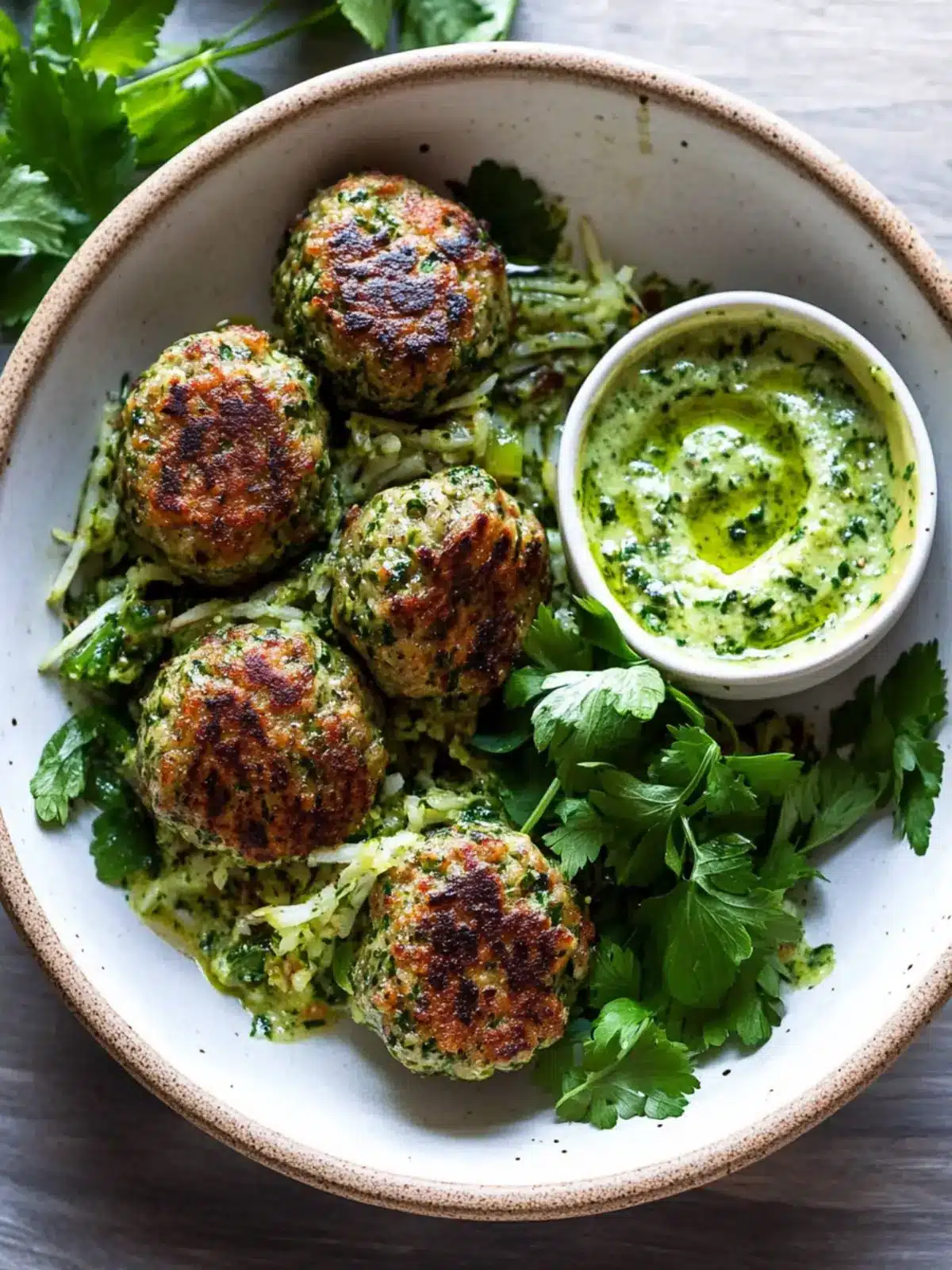 Epic Zaatar Meatballs with Creamy Green Tahini Sauce 4 Zaatar Meatballs with Green Tahini Sauce