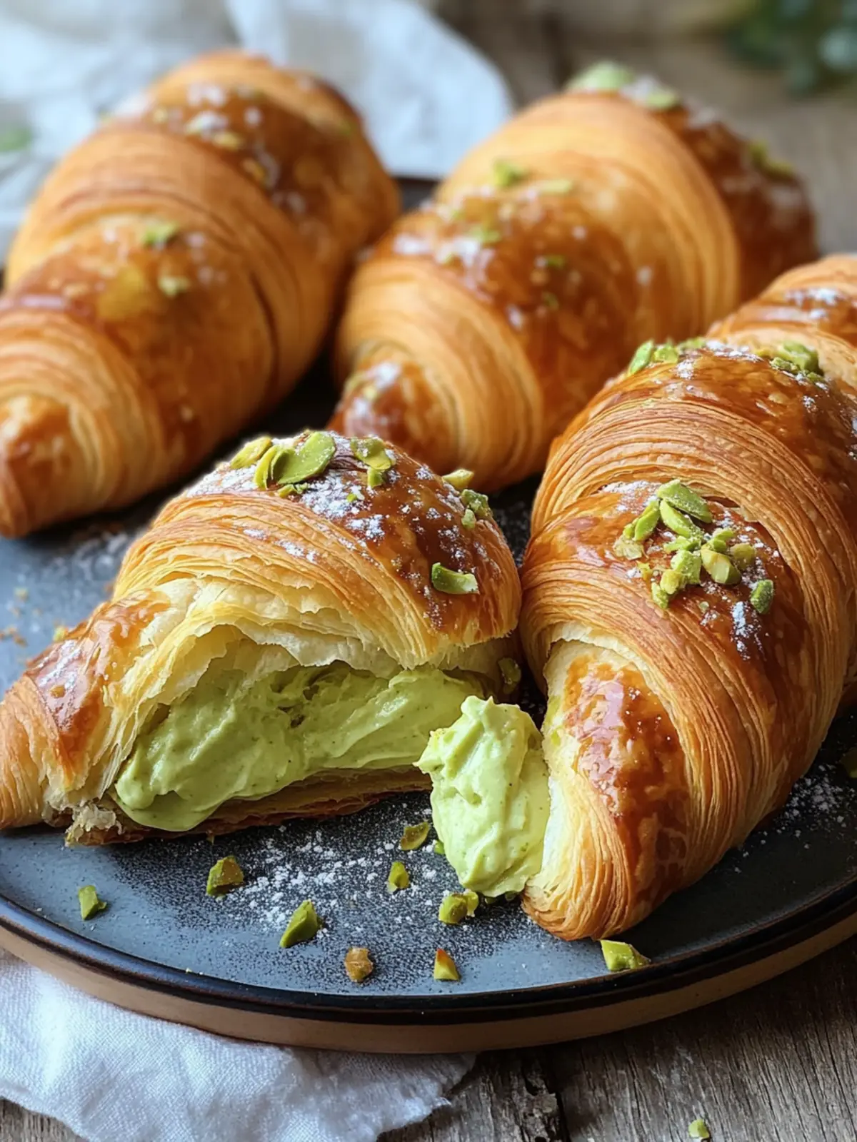 Pistachio Cream Croissants: Gourmet Bakery Bliss at Home 3 Pistachio Cream Croissants