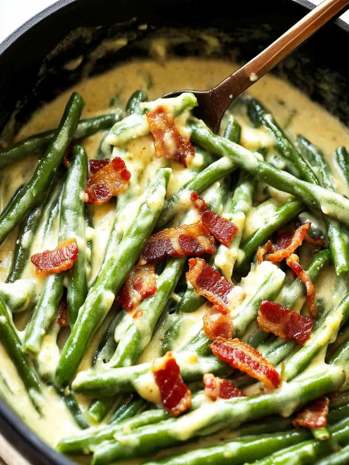 Savor Green Beans in Creamy Parmesan Sauce with Bacon Delight 4 Green Beans in Creamy Parmesan Sauce with bacon