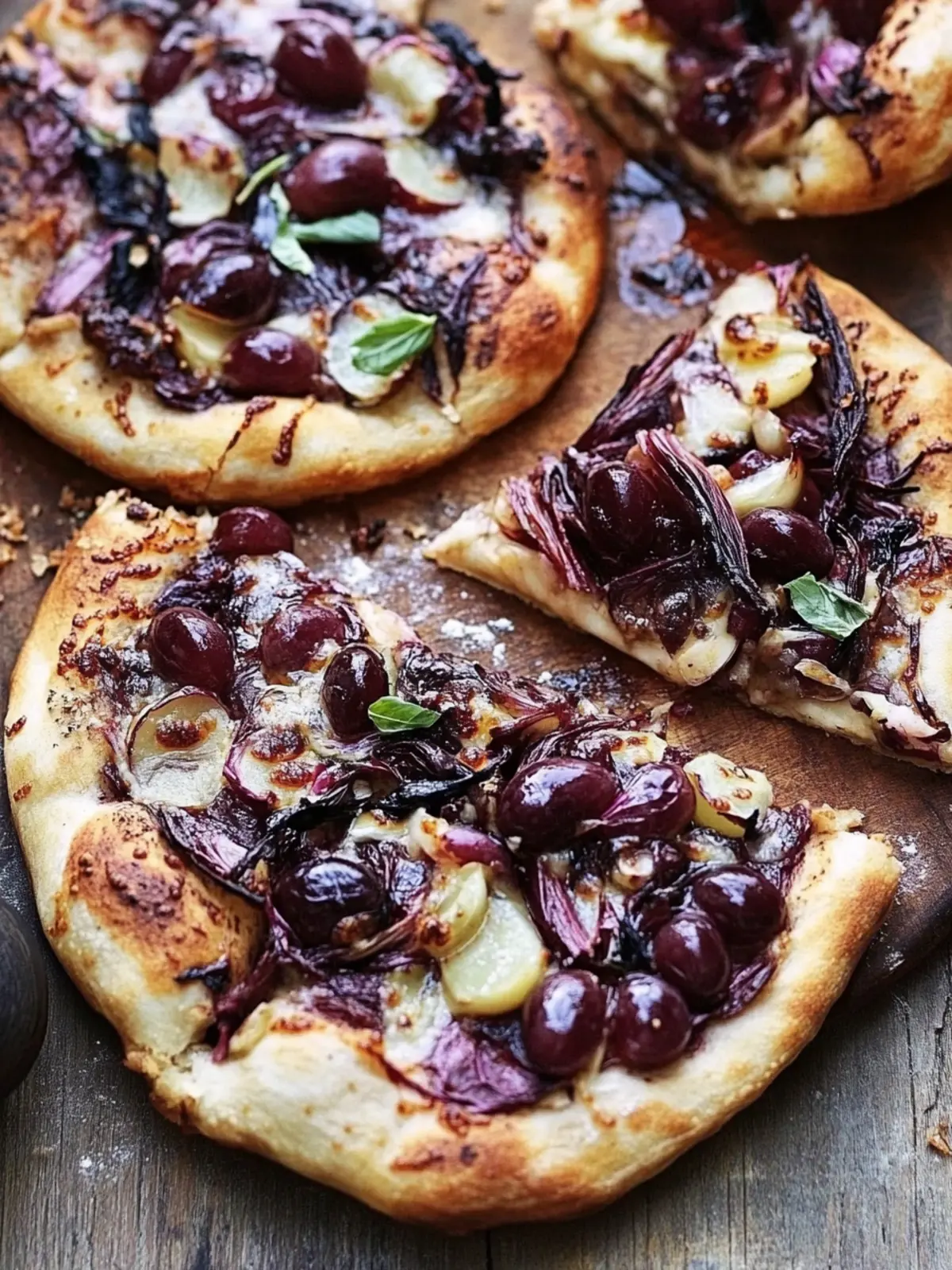 Roast Grape, Balsamic, and Radicchio Spelt Pizzas to Savor 4 Roast grape, balsamic and radicchio spelt pizzas