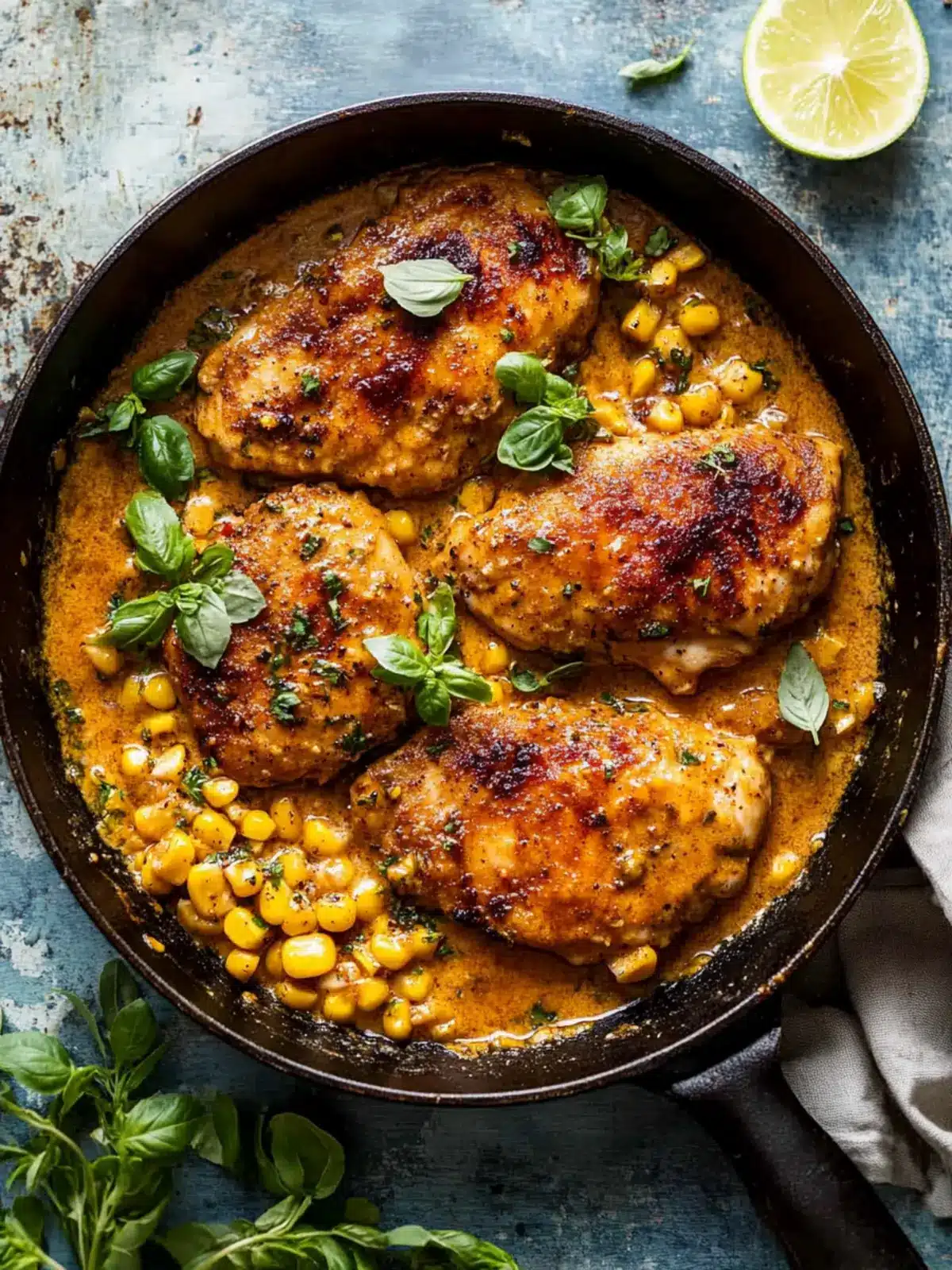 Skillet Creamy Cajun Chicken Lazone with Herby Corn Delight 2 Skillet Creamy Cajun Chicken Lazone with Herby Corn