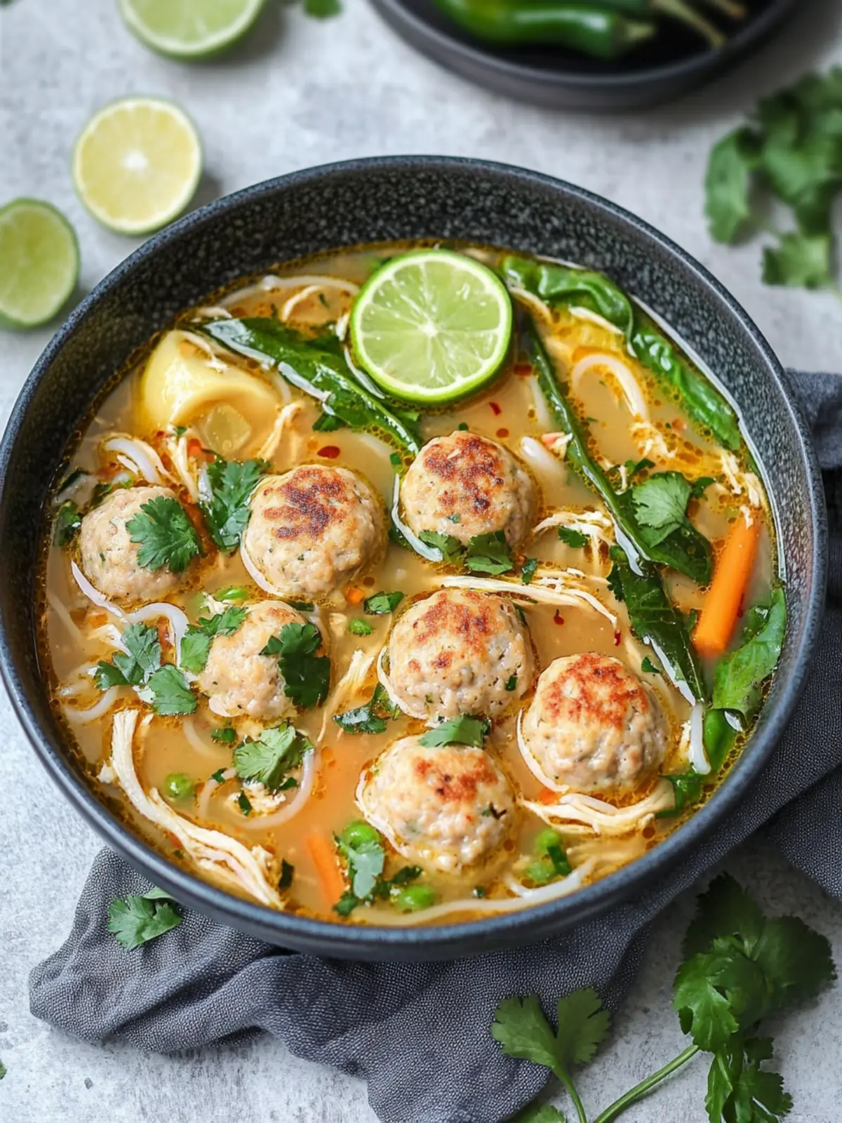 Delicious Thai Inspired Chicken Meatball Soup for Cozy Nights 2 Thai Inspired Chicken Meatball Soup