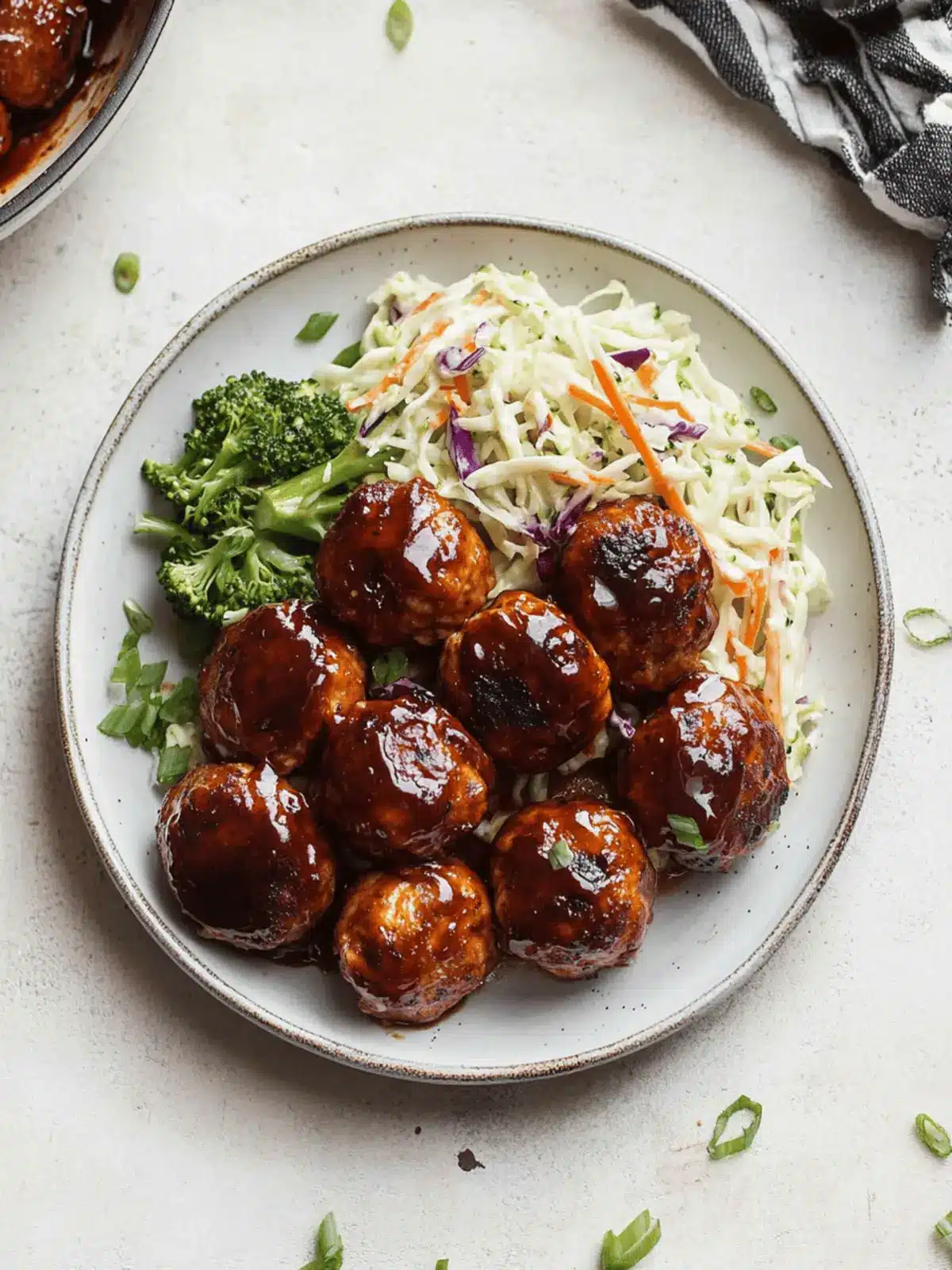 Sticky BBQ Chicken Meatballs with Broccoli Slaw for Dinner Bliss 4 Sticky BBQ Chicken Meatballs with Broccoli Slaw
