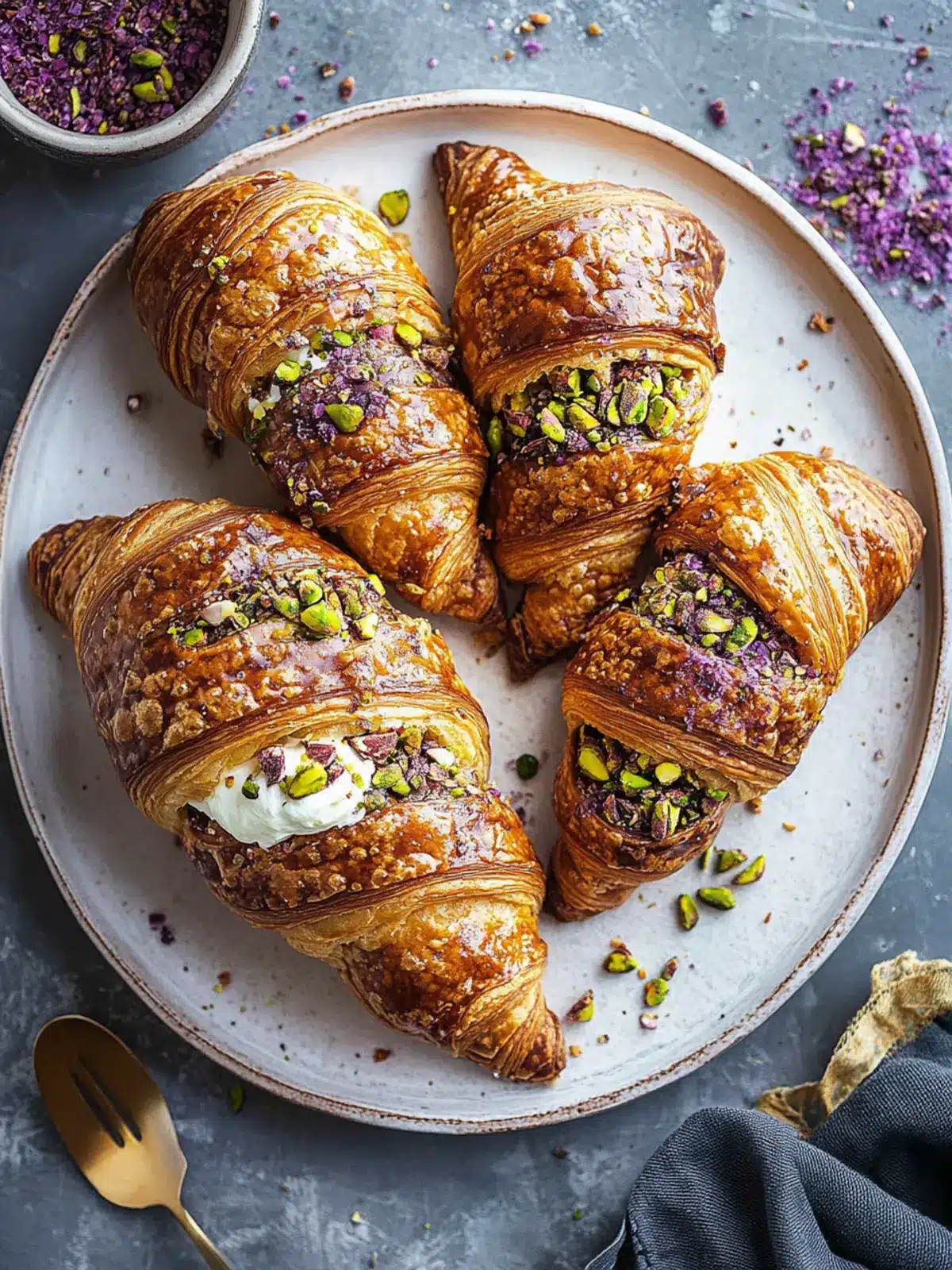 Indulge in Chocolate Pistachio Croissants with Ricotta Bliss 3 Chocolate Pistachio Croissants with Ricotta
