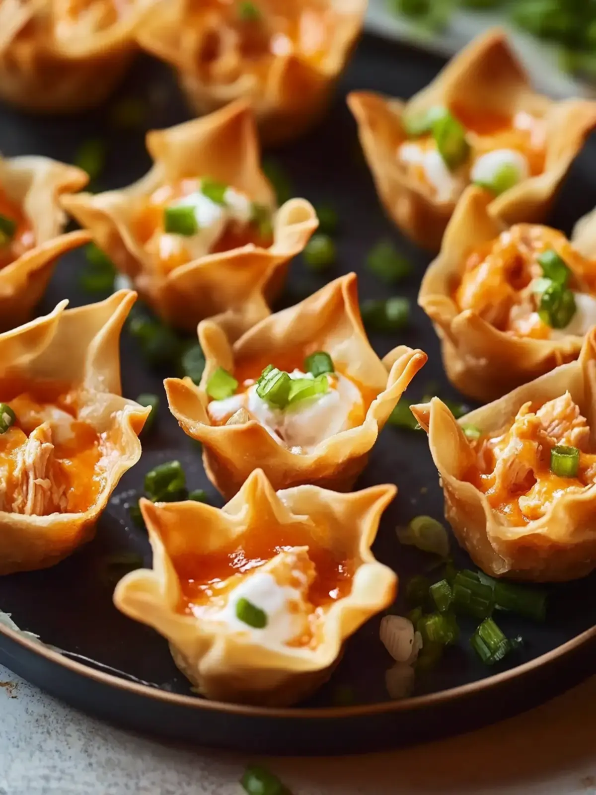 Delicious Buffalo Chicken Wonton Cups for Easy Entertaining 4 Buffalo Chicken Wonton Cups