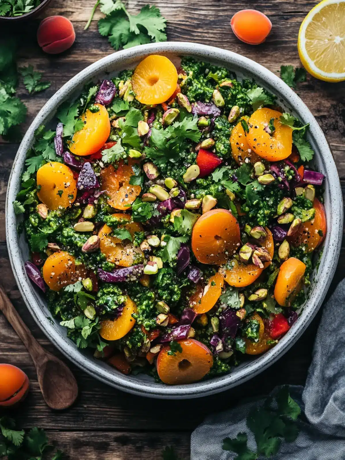 Zesty Apricot Pistachio Salad with Cilantro Lemon Dressing 3 apricot pistachio salad with cilantro lemon dressing