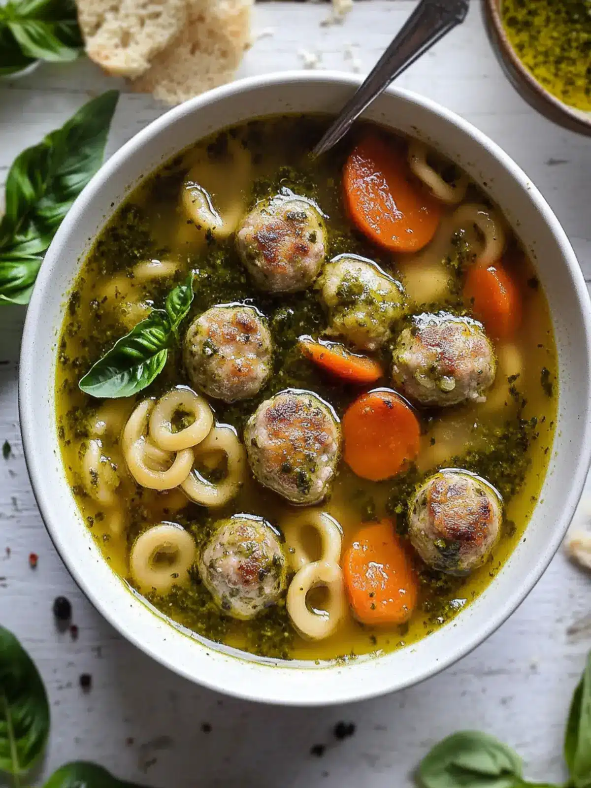 Delight in Summer Pesto Mini Meatball Soup Bliss 4 Summer Pesto Mini Meatball Soup