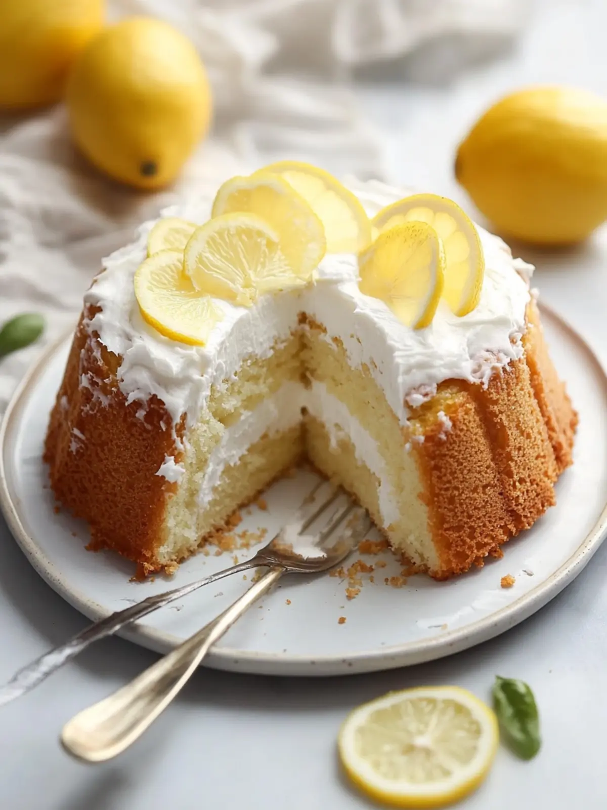 Heavenly Lemon Angel Food Cake with Creamy Lemon Sauce 2 Lemon Angel Food Cake with Lemon Cream