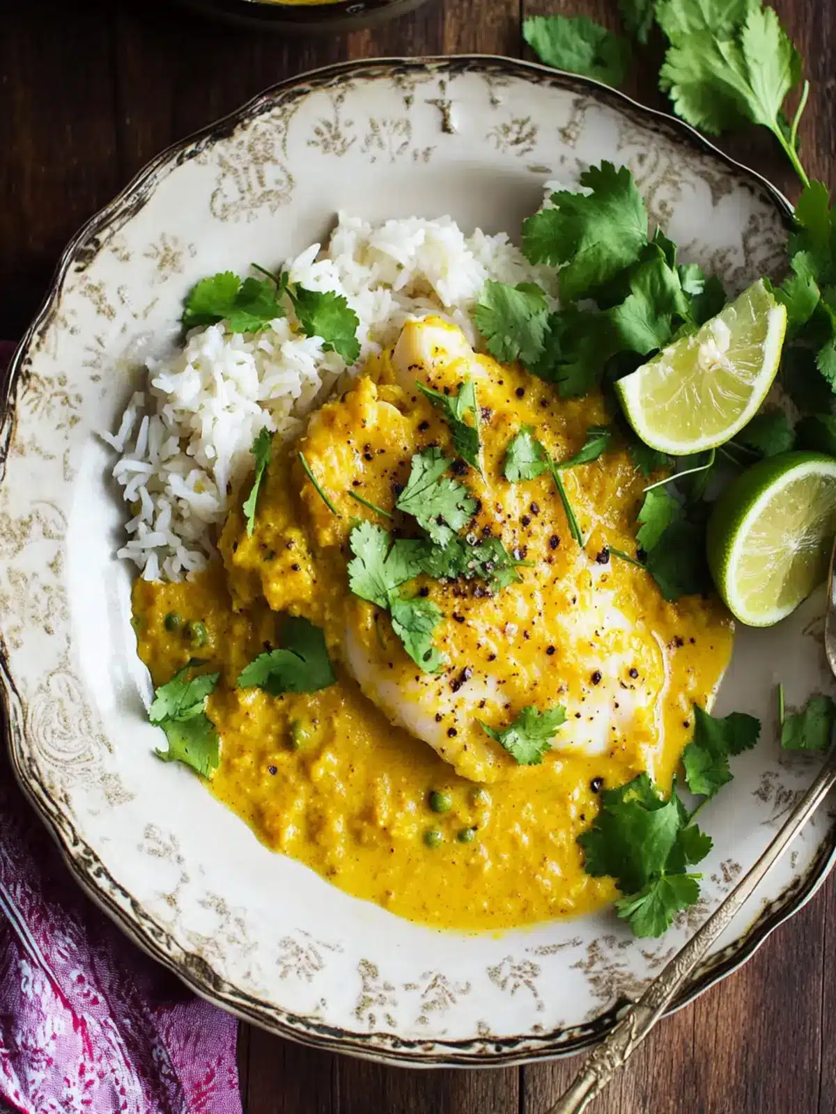 Savory Yellow Curry Poached Cod Over Fluffy Jasmine Rice 2 Yellow Curry Poached Cod