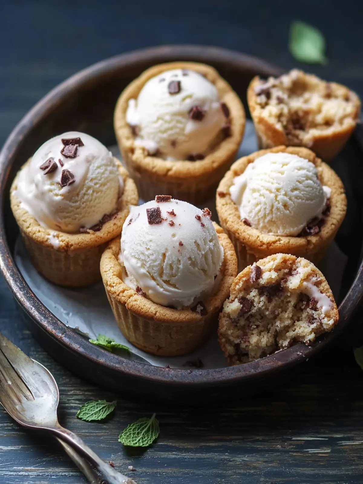 Cookie Dough Cups with Vanilla Ice Cream: A Treat to Remember 2 Cookie dough cups with vanilla ice cream
