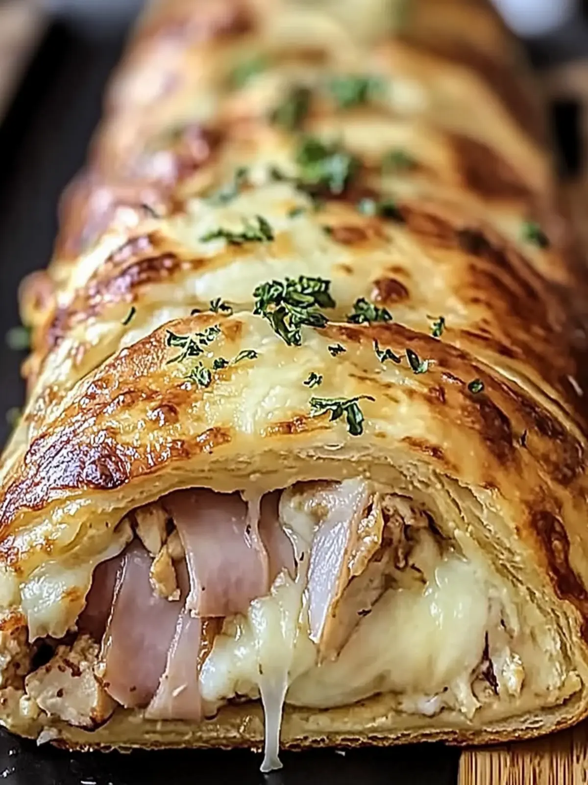 Savor the Crunch: Chicken Cordon Bleu Stromboli Delight 3 Chicken Cordon Bleu Stromboli