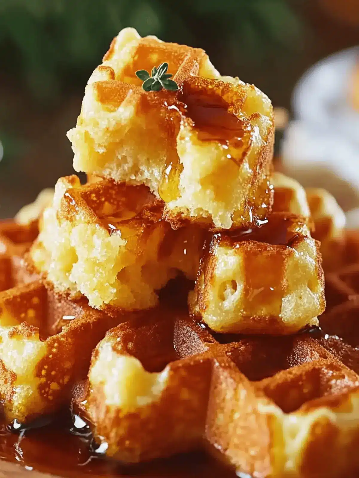 Delicious Cornbread Waffle Bites with Smoked Gouda and Honey 2 Cornbread Waffle Bites with Smoked Gouda and Honey