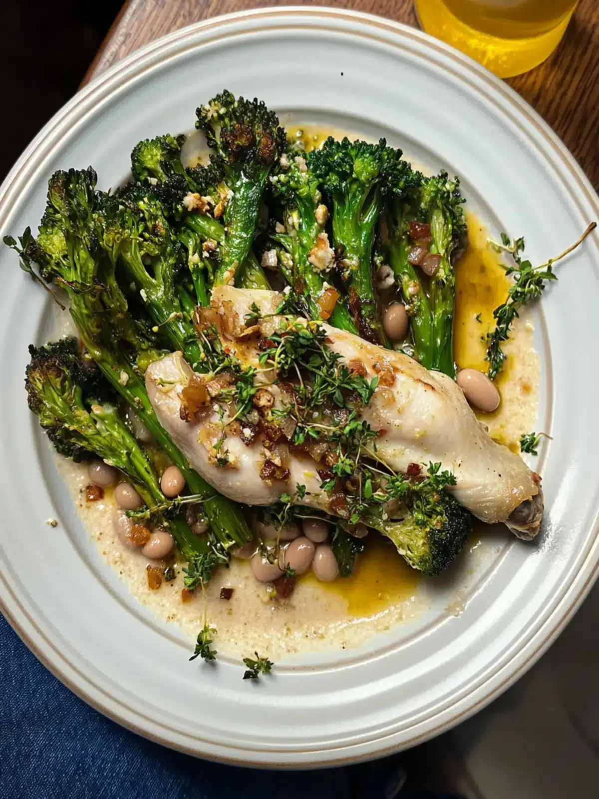 Charred Broccoli with Ajo Blanco & Crispy Chicken Bliss 3 Charred Broccoli with Ajo Blanco + Crispy Chicken Legs with Beans and Pancetta