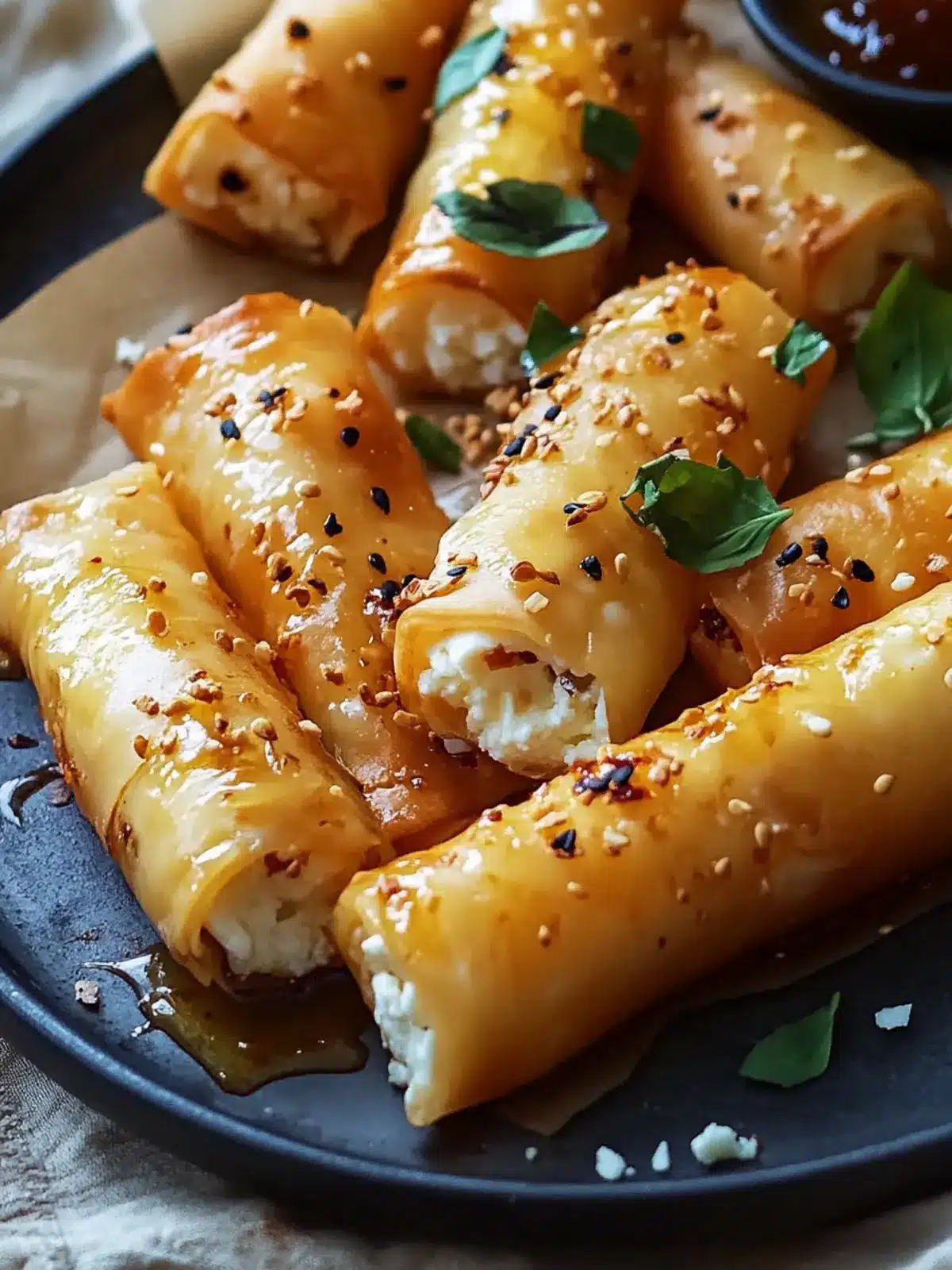 Oven-Fried Feta Rolls with Chili Honey for an Epic Snack 4 Oven-Fried Feta Rolls with Chili Honey