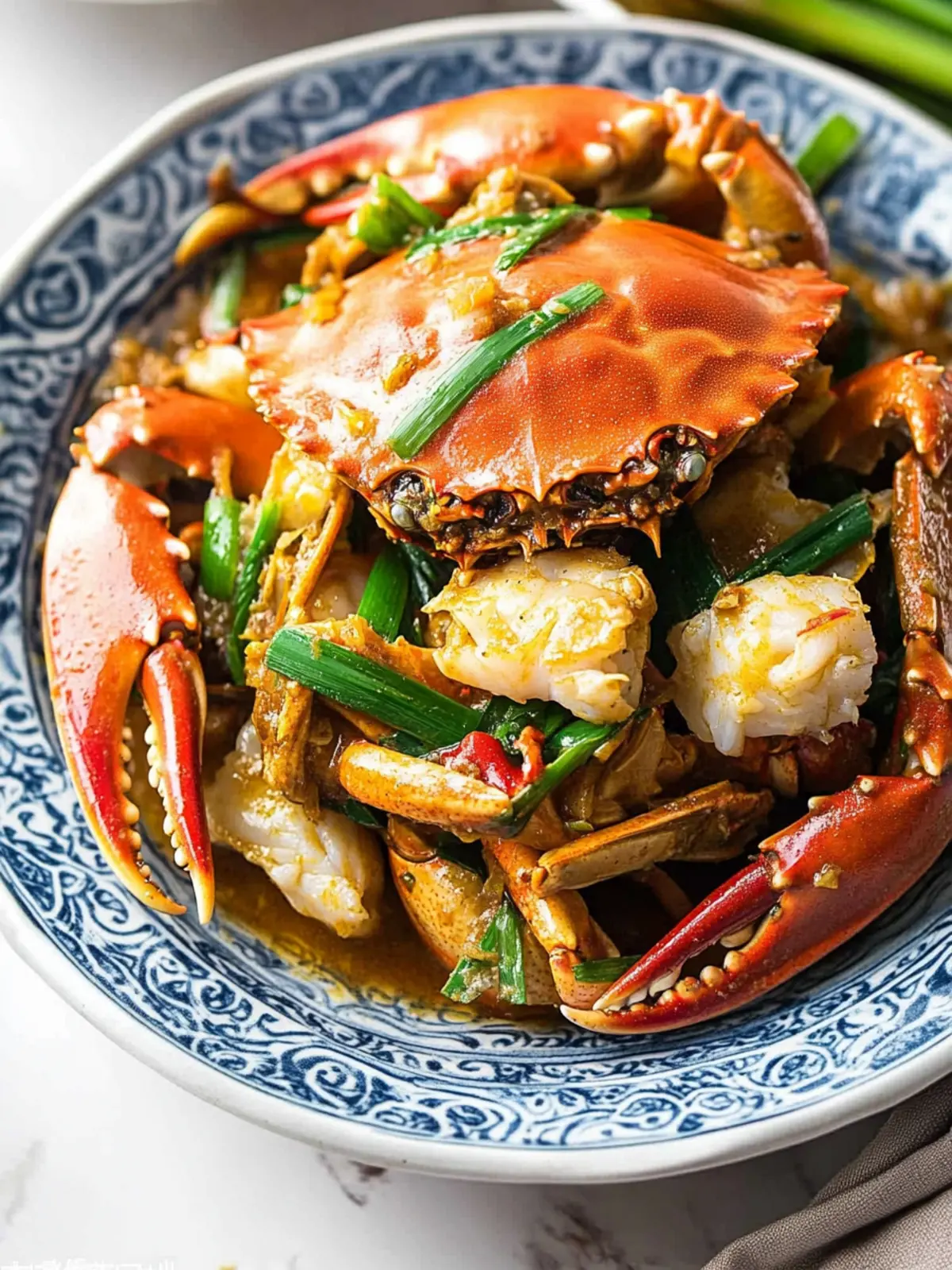 Savory Stir-fried Crab with Ginger and Scallion Delight 2 Stir-fried Crab with Ginger and Scallion
