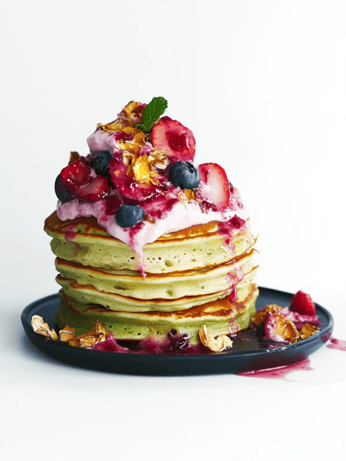 Antioxidant Spring Matcha Pancakes with Acai Creme Filling 4 Antioxidant Spring Matcha Greentea Pancakes with Acai Creme filling