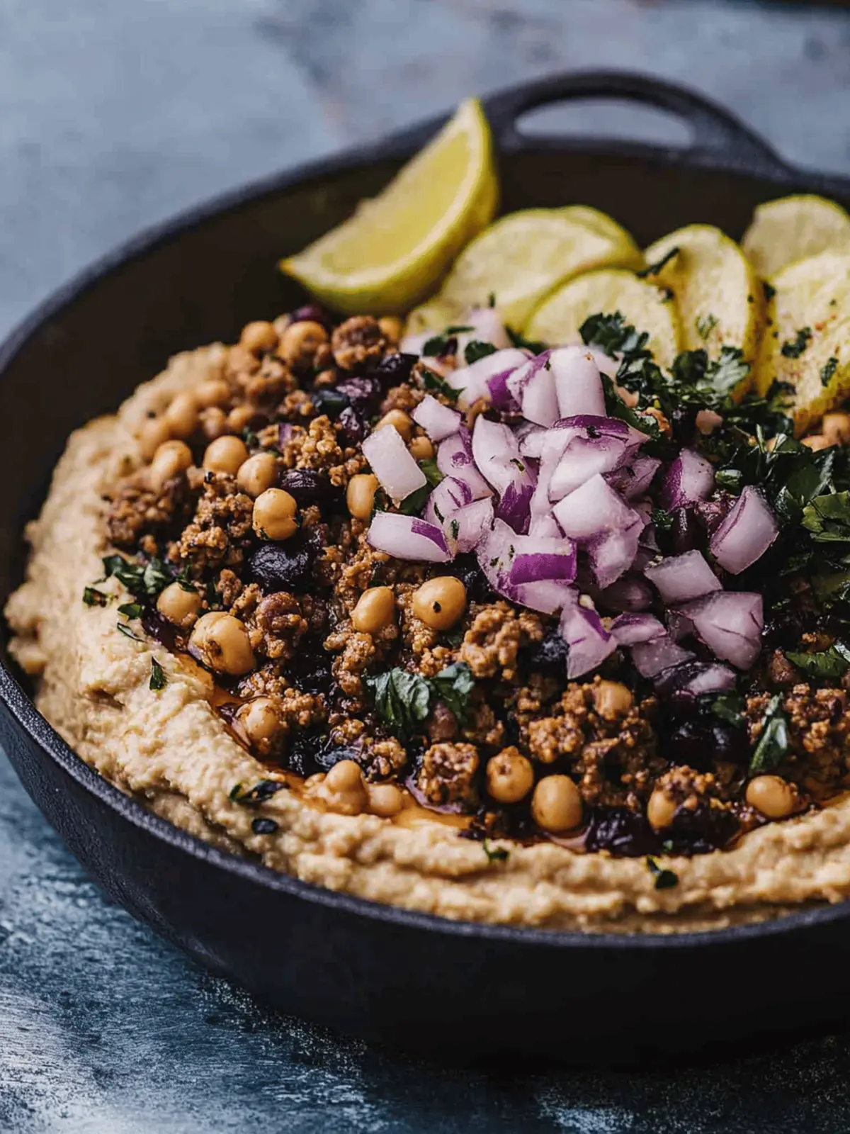 Savory Hummus with Spiced Ground Lamb: A Middle Eastern Delight 4 Hummus with Spiced Ground Lamb