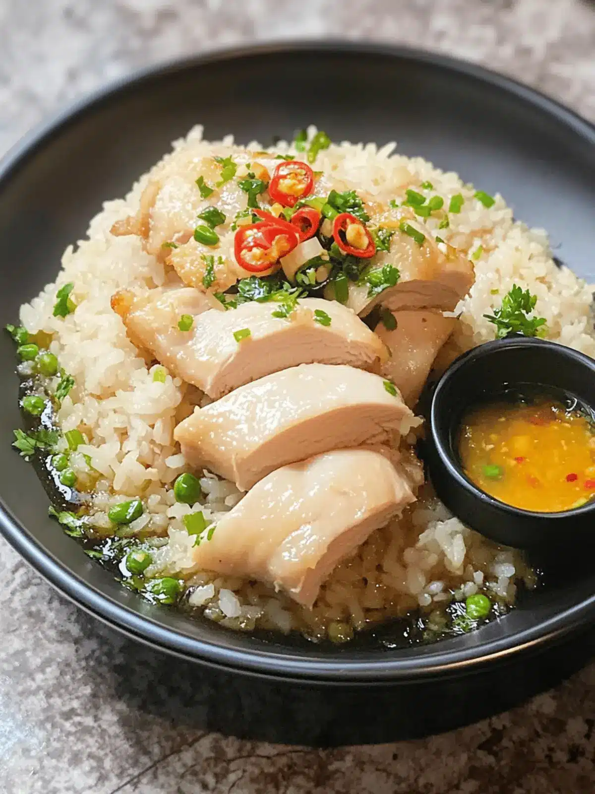 Savory Hainanese Chicken Rice with Tender Chicken Thighs 4 Hainanese Chicken Rice with Chicken Thighs