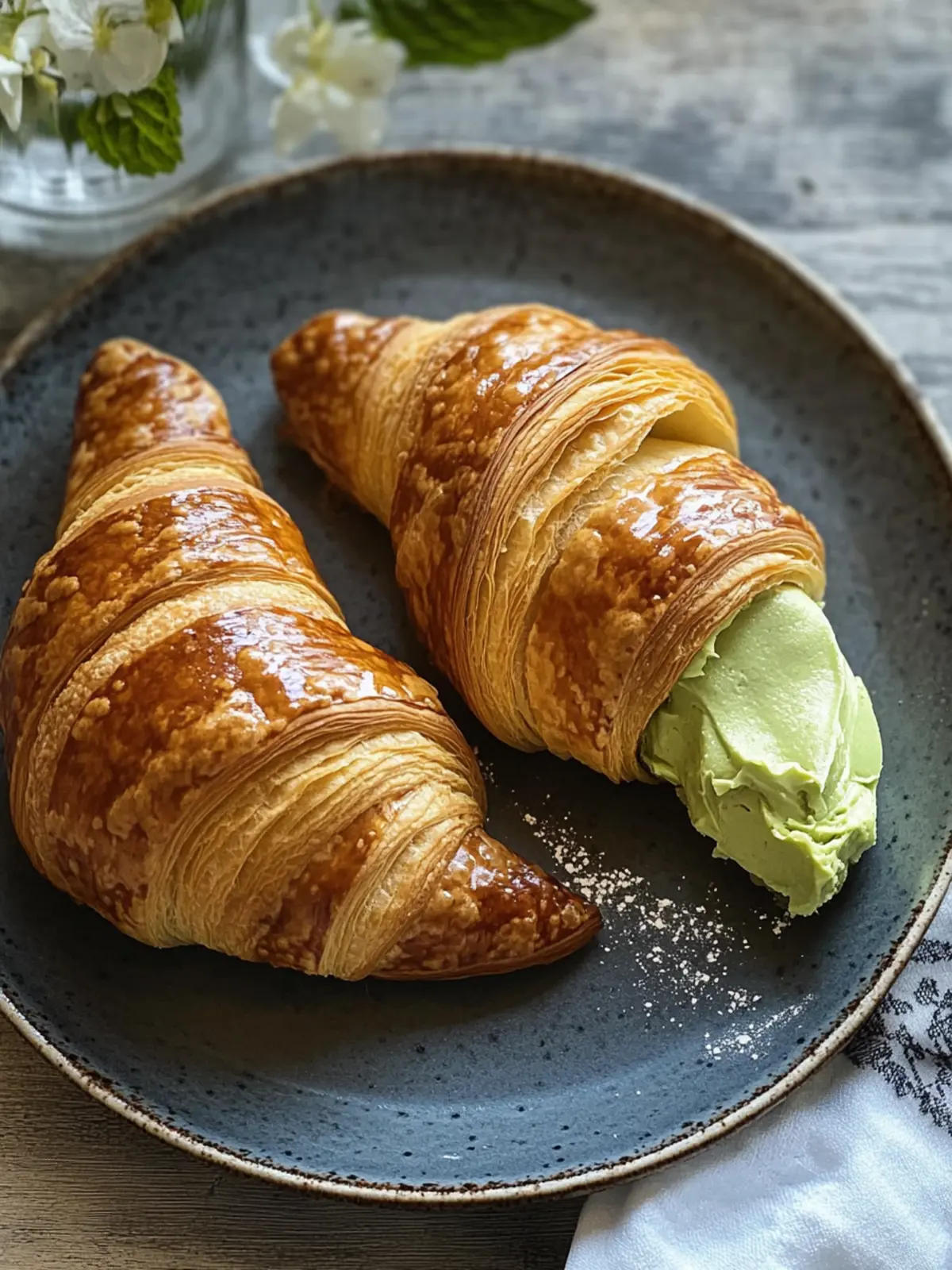 Pistachio Cream Croissants: Gourmet Bakery Bliss at Home 2 Pistachio Cream Croissants