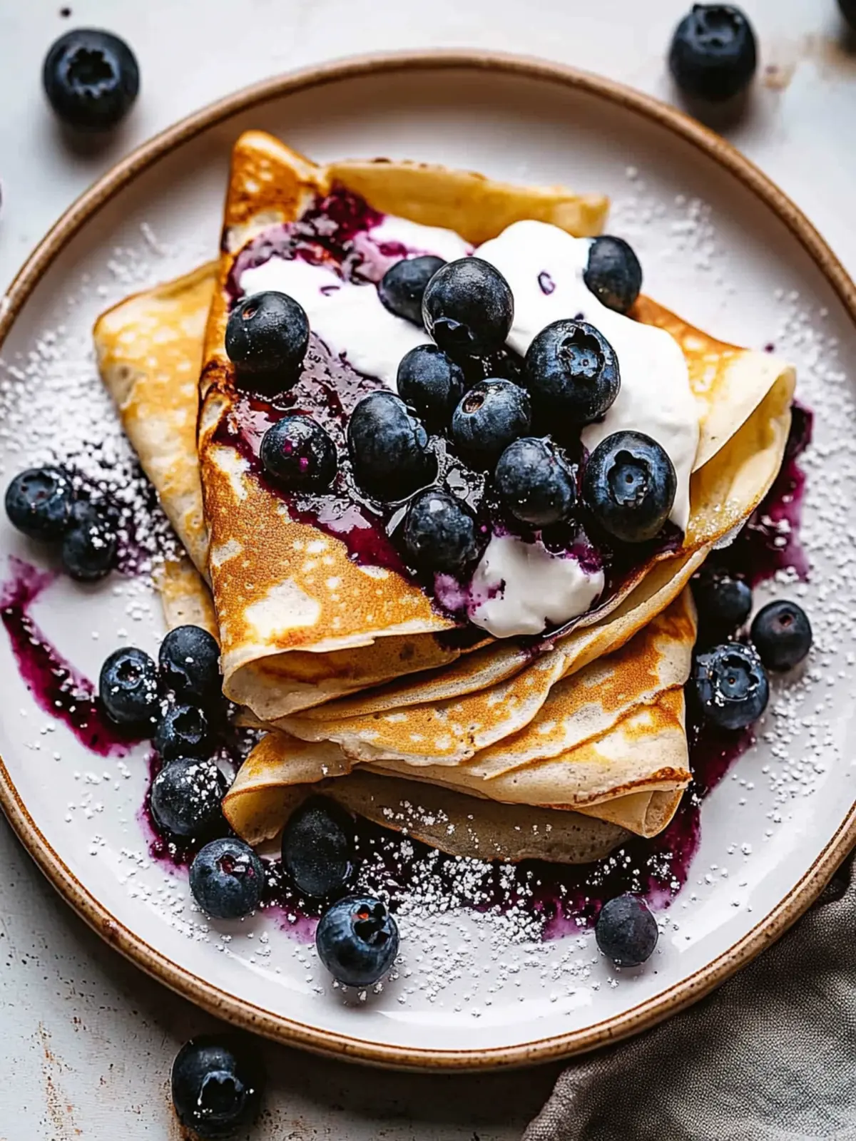 Fluffy Blueberry Crepes with Honey Whipped Cream Delight 2 Blueberry Crepes