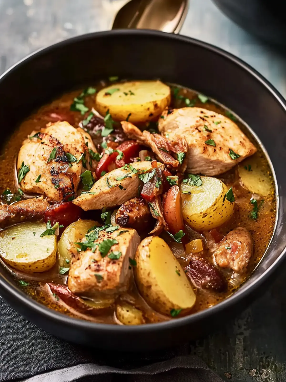 Savory Chicken-Andouille Gumbo With Roasted Potatoes Delight 3 Chicken-Andouille Gumbo With Roasted Potatoes