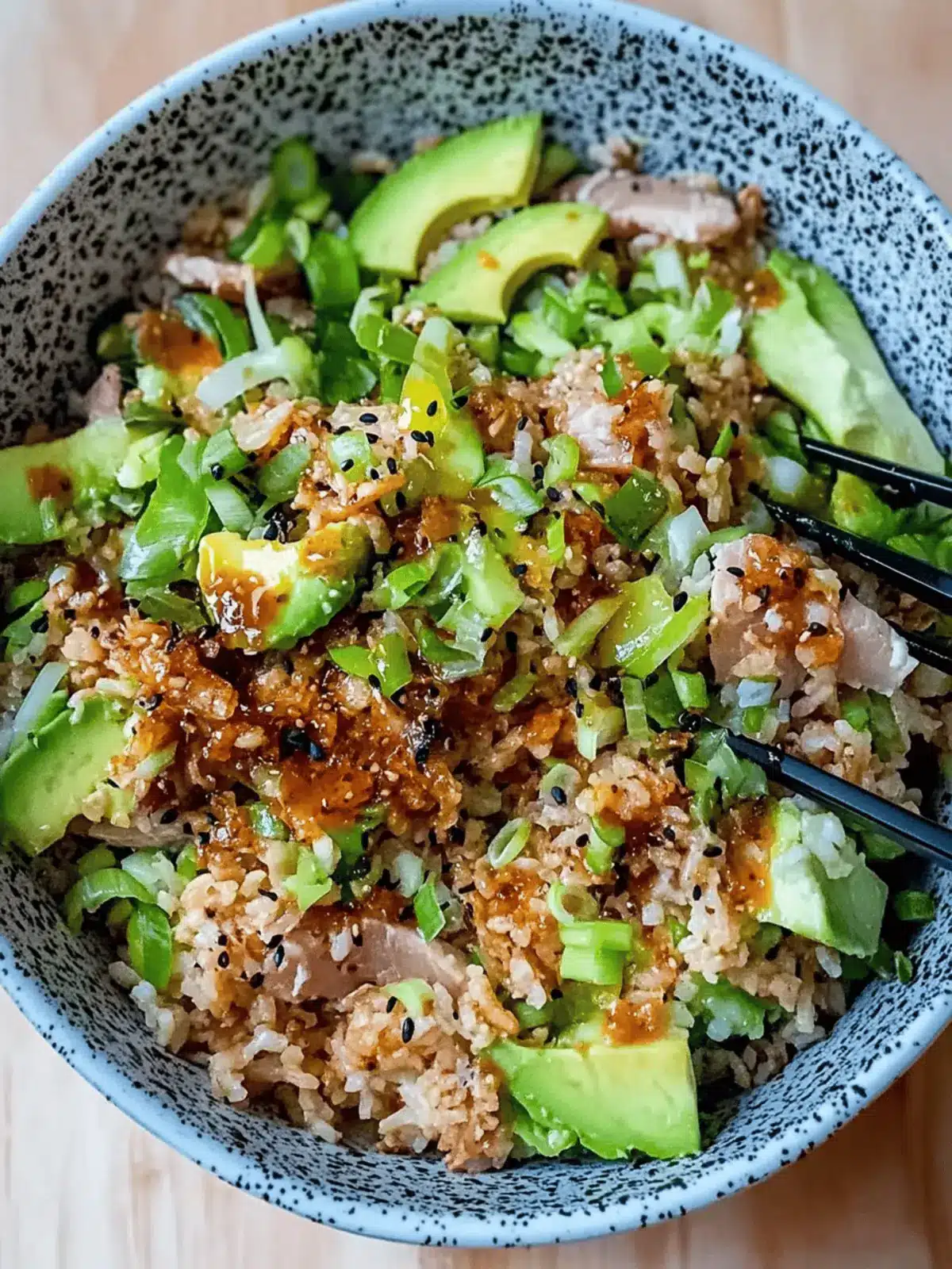 Tuna Avocado Crispy Rice Salad for Fresh Family Favorites 4 Tuna Avocado Crispy Rice Salad