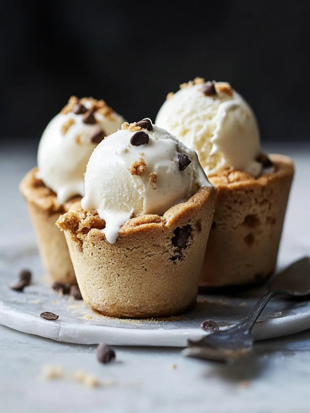 Cookie Dough Cups with Vanilla Ice Cream: A Treat to Remember 3 Cookie dough cups with vanilla ice cream