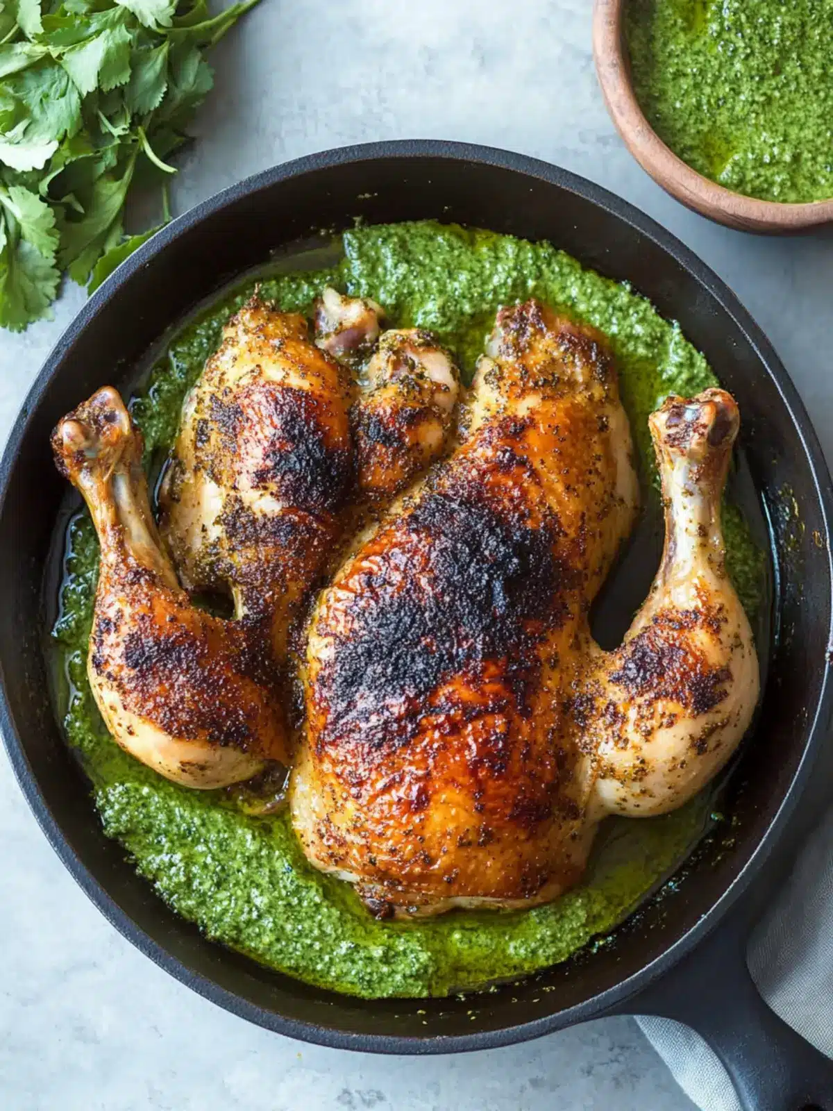 Zesty Peruvian-Style Roast Chicken with Spicy Green Sauce 2 Peruvian-style roast chicken with spicy green sauce