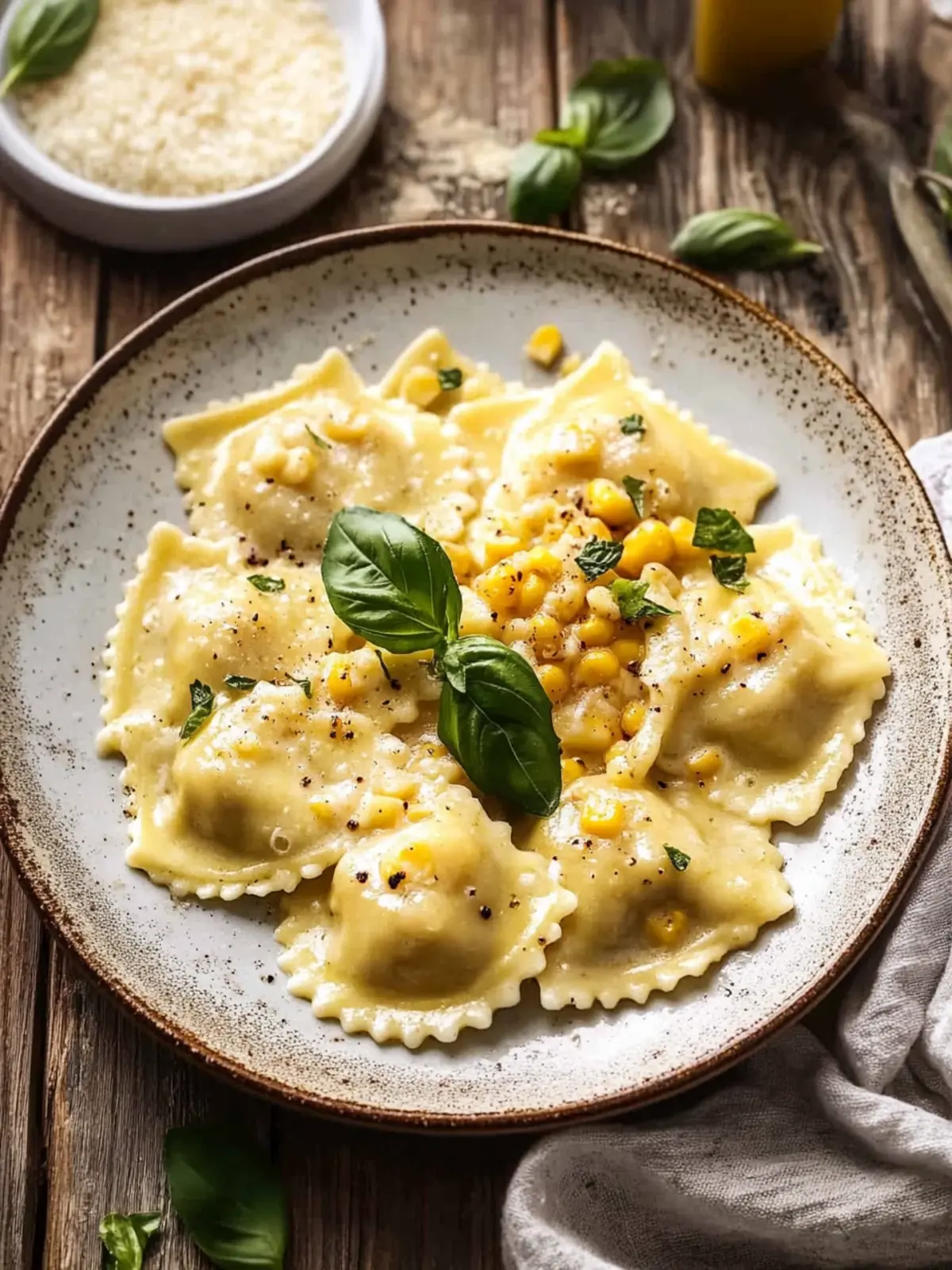 Creamy Browned Garlic Butter Creamed Corn Cheese Ravioli Delight 3 Browned Garlic Butter Creamed Corn Cheese Ravioli
