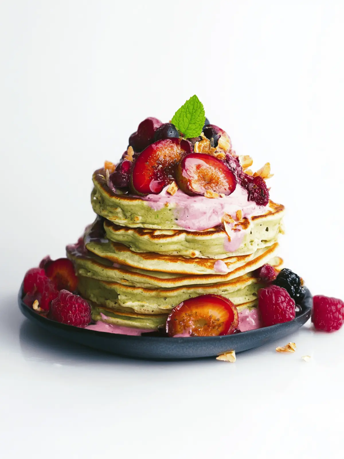 Antioxidant Spring Matcha Pancakes with Acai Creme Filling 2 Antioxidant Spring Matcha Greentea Pancakes with Acai Creme filling