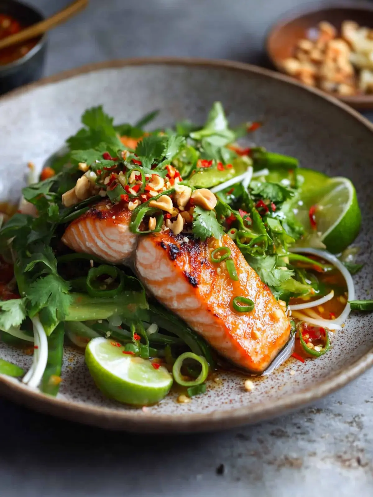 Savory Asian Salmon & Nam Prik Dressing for a Fresh Feast 2 Asian Salmon & Nam Prik Dressing